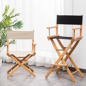 كرسي مكياج فاخر قابل للطي للاستخدام الخارجي، مصنوع من الخشب الأبيض، طويل ومتين، مع شعار مخصص، للبالغين - Product Image 1
