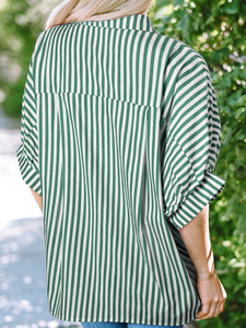 Camisa Oversize de Verano para Mujer 2025, con Rayas Azul Cielo, Encaje Dulce y Lentejuelas, Transpirable, con Logo Personalizado, Venta al por Mayor - Product Image 6