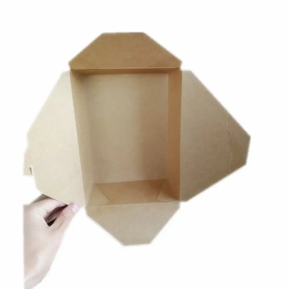 Wholesale Food Grade takeaway Disposable Kraft Paper Fast biodegradable portable Food Packaging