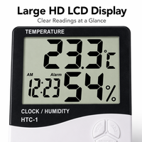 Pengukur Suhu dan Kelembapan Digital Indoor Outdoor HTC-1 Termometer Higrometer Elektronik untuk Peternakan Unggas