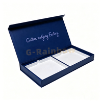 Boîte d'emballage en carton rigide bleu OEM pour Mahjong, logo personnalisé, deux compartiments, coffret cadeau pour jeu de Mahjong avec logo