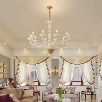 Europäischer Stil Champagner Luxus Glas-Kronleuchter für Schlafzimmer Wohnzimmer Hotel Kerzen-Kronleuchter Lampe