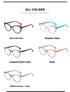 클래식 여성용 고양이 안경 PC 프레임 트렌디 컬러 그라데이션 변색 방지 블루 라이트 안경, 손상 무료 교체 - Product Image 2