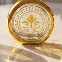 10 flacons de parfum miniatures rechargeables de 25 ml en verre avec bouchon à vis, motif feuille d'or et design de bordure, avec applicateur roll-on pour vaporisation par immersion