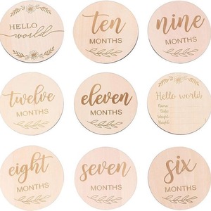 Tarjetas de hitos mensuales de madera transfronterizas, suministros conmemorativos para el <span class=keywords><strong>crecimiento</strong></span> <span class=keywords><strong>del</strong></span> bebé y el embarazo, guardián de memoria especial para bebés - Product Image 4