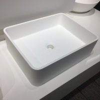Comptoir de douche moderne de luxe en pierre artificielle écologique, lavabo de salle de bain facile à nettoyer, poli miroir, articles sanitaires personnalisés
