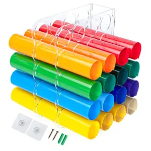 Clear Acrylic Vinyl Storage Rack Wall Mounted Vinyl Holder with Adhesive, No Drilling, 11.8" x 9.8" Vinyl Roll Holder