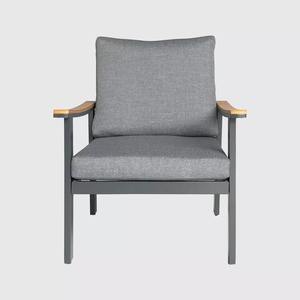 Conjunto de sofás de madera de teca de aluminio para jardín, muebles resistentes al agua para exteriores, 4 piezas - Product Image 4