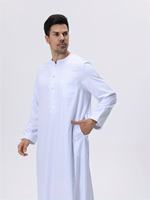 Qamis Arabe Premium pour Homme – Mode Marocaine Élégante à Manches Longues, Séchage Rapide, Léger, Anti-Boulochage, Non Extensible, Motif Tribal