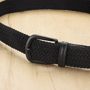 <span class=keywords><strong>Ceinture</strong></span> en toile <span class=keywords><strong>élastique</strong></span> <span class=keywords><strong>tressée</strong></span> de couleur unie pour <span class=keywords><strong>homme</strong></span> avec boucle à ardillon, facile à porter - Pas besoin de percer de trous - Product Image 3
