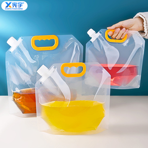 ถุงพลาสติกใสแบบตั้งได้ PE แบบกำหนดเอง ใช้ซ้ำได้ พับเก็บได้ พกพาสะดวก พร้อมหูจับและจุกสำหรับไวน์ <span class=keywords><strong>น้ำ</strong></span>มันมะกอก เบียร์ <span class=keywords><strong>น้ำ</strong></span>ผลไม้ - Product Image 2