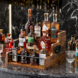 Étagère de présentation de bouteille de bar rétro vintage à 3 niveaux pour le vin, le café, le sucre et l'alcool. - Product Image 2