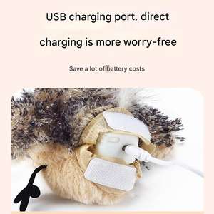 Jouet électrique automatique classique pour chat et chien Hibou des neiges avec <span class=keywords><strong>plumes</strong></span> et peluche, design mignon, sons réactifs et <span class=keywords><strong>action</strong></span> volante - Product Image 2