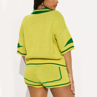 Nouvelle conception, ensemble de survêtement respirant brodé, 100% acrylique extensible, polo et mini-short moulant en jersey tricoté
