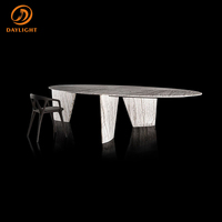 Ensemble de table à manger en marbre et onyx de luxe sur mesure, design italien moderne, pour villa et appartement, mobilier de maison