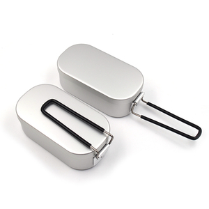 newest travel camping aluminum mess tin outdoor food lunch box with lid handle