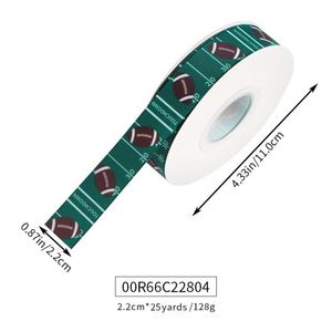 Custom Pattern Sports Ball Athletic 1.6cm/2.2cm 25Yards Stain Grosgrain Ribbon <b>Glitter</b> High Tenacity Game Day Gift Wrapping - Product Image 4
