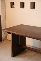 Meubles de salle à manger contemporains en bois massif de luxe avec bordure en bois naturel et plateau de table en chêne massif 8 places