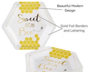 Modern 9 Inch Hexagon Bee Paper <b>Plates</b> for Gender Reveal Party Factory Direct Hot Selling Item - Product Image 3