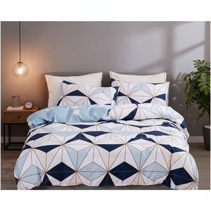 Set Copripiumino Moderno Europeo-Americano <span class=keywords><strong>a</strong></span> Righe e Quadretti Geometrici, 100% Cotone, per Tutte le Stagioni, Tre Pezzi - Product Image 4