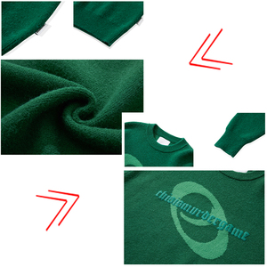 OEM Custom Make 12GG Knitted Crew Neck <strong>Sweater</strong> Green <strong>Cashmere</strong> Letters Chenille Embroidery Jacquard Winter <strong>Sweater</strong> for Men - Product Image 3