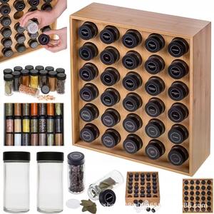 Wooden <b>Bamboo</b> Spice Rack 6 Tier Desktop Organizer For Cosmetic Makeup Storage With 30 Compartment <b>Shelf</b> - Product Image 2