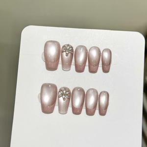 Tszs Luxe Korte Kist Franse Handgemaakte Pers Op Nagels Nude Rood Paars Roze Franse Lijnpers Op Nagels Nagelgroothandel - Product Image 4