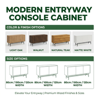 Console d'entrée moderne en bois de chêne clair, meuble de rangement étroit sur mesure OEM pour hall d'entrée d'appartement