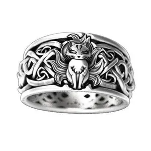 Винтажное кольцо, девять хвостов, лиса, форма викингов, кольцо для девушек, популярный дизайн, Женские Ювелирные изделия