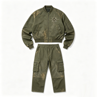Blouson Bomber Vintage Délavé Effet Usé Lourd Streetwear Imprimé DTG Kornit Décoloré par le Soleil Décontracté Extérieur
