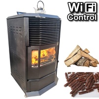 Poêles à double combustible pour bois de chauffage et granulés, foyer de chauffage 13/18/23/30KW avec télécommande WIFI, design moderne européen