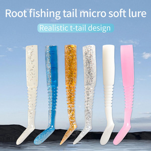 Señuelo de pesca Ya Jie para exteriores, suave, de 48 mm y 0.8 g, con cola en T, para pesca de lubina, señuelo de fondo de PVC que brilla en la oscuridad, tipo gusano. - Product Image 3
