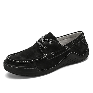 Chaussures <span class=keywords><strong>bateau</strong></span> pour hommes, mocassins de conduite, chaussures plates en faux daim de vache et <span class=keywords><strong>nubuck</strong></span>, basses à lacets, faites à la main, légères, à talon plat, pour la marche et les affaires - Product Image 2