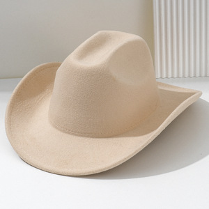 Mode classique couleur unie feutre large bord Fedora chapeau pour femmes hommes Western Cowboy chapeau <span class=keywords><strong>Jazz</strong></span> casquettes pour la fête en stock - Product Image 4