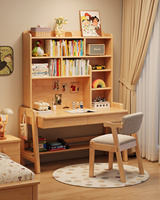 Table d'ordinateur haut de gamme sans peinture, avec structure en bois massif, huche haute à 6 compartiments, deux tiroirs, hauteur réglable, écologique, durable et avec rangement
