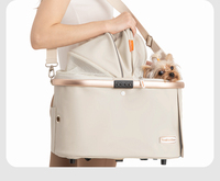Poussette pour animaux de compagnie 3-en-1 pliable en acier léger à 4 roues, multi-transport, réglable, confortable, avec panier amovible