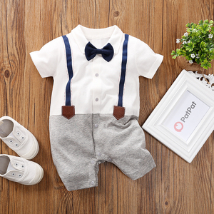 Baby wedding outfit gentleman clothing <span class=keywords><strong>neonato</strong></span> 100% cotone maniche corte baby boy designer abiti pagliaccetti per neonati - Product Image 6