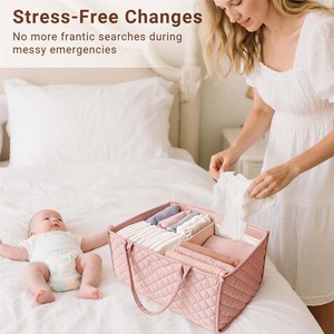 Organizador de Pañales para Bebé con Divisor Extraíble, Bolsa de Pañales Portátil, Regalo Esencial para Recién Nacidos, Cesta para Bebé, Bolsa de Mano - Product Image 4