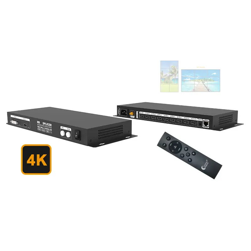 جهاز ربط فيديو جداري 3*3 ودقة 4K 2K 2*3 معالج لتحكم في غرز الشاشة ونظام ضبط الصورة LCD للإخراج مثل صندوق بروجكتور التلفاز