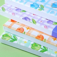 Carnet A6 à couverture rigide avec élastique, motif floral tulipe, 100 feuilles lignées, agenda de poche, cadeau scolaire pour enfants et filles, papeterie en gros