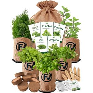 Kit <span class=keywords><strong>de</strong></span> culture d'herbe d'intérieur avec pots <span class=keywords><strong>de</strong></span> jute pour plantes Kit <span class=keywords><strong>de</strong></span> 5 plantes aromatiques pour fenêtre et jardin - Product Image 1