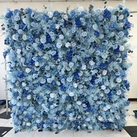 Maßgefertigte Neue Künstliche Seiden-Rollup-Stoffbasis Florale Hochzeitsdekoration Blumenwände Marineblau Königsblau Hellblaue Rosenwand