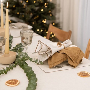 Serviettes en lin de couleur naturelle, serviettes en lin vintage, serviettes en lin lavées à la pierre, décoration de table de Noël - Product Image 3