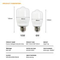 AC220V alto brillo 6W y 10W E27 tornillo Cuerpo Humano inducción LED bombilla infrarroja PIR Sensor de movimiento bombilla para iluminación de pasillo