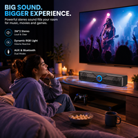 Nouvelle barre de son pour ordinateur 2026, design exclusif, 4 couleurs LED, alimentation AUX+USB 2.0, stéréo, basses renforcées, haut-parleur à volume élevé