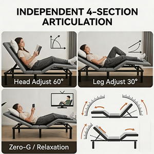 <span class=keywords><strong>Letto</strong></span> Moderno Minimalista in Ferro Resistente Reclinabile per Hotel e Camera da <span class=keywords><strong>Letto</strong></span> con Telecomando e Motore Regolabile per Casa e Appartamento di Grandi Dimensioni - Product Image 3