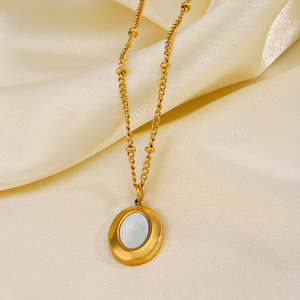 Collar con colgante ovalado de concha Natural, precio de fábrica, proveedor de fabricante, collar con abalorio ovalado de concha Natural geométrico Vintage - Product Image 4