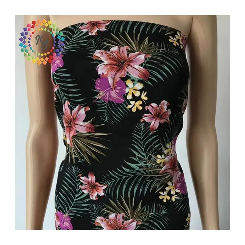 Tropical Design Island Style Fern Print Rayon Fabric