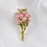 Pin Kerah Bunga Romantis Modis, Bros Buket Mawar Elegan nan Indah, Perhiasan Baja Tahan Karat Gaya Pedesaan yang Chic, Grosir