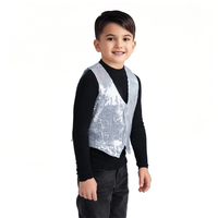 Gilet à paillettes 100 % polyester pour enfants, paillettes haute densité de 3 mm, gilet de performance pour garçons et filles, doublure intérieure anti-boulochage